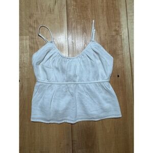 BP White Cotton Gauze Smocked Peplum Cami Tank Top Size XS